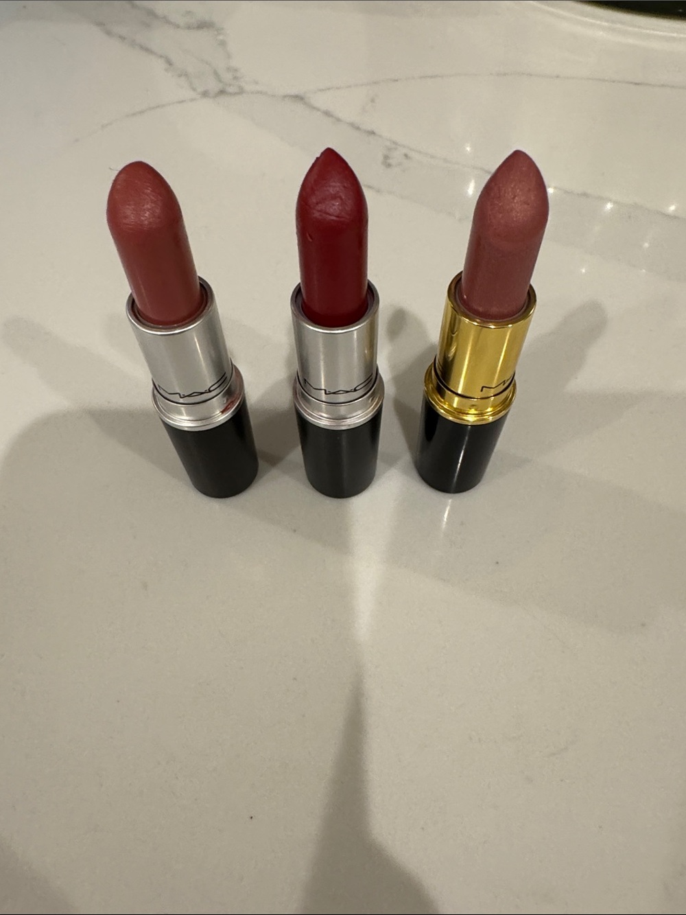 MAC Cosmetics Lipstick Trio - Deep Red, Rose Pink, Mauve Pink